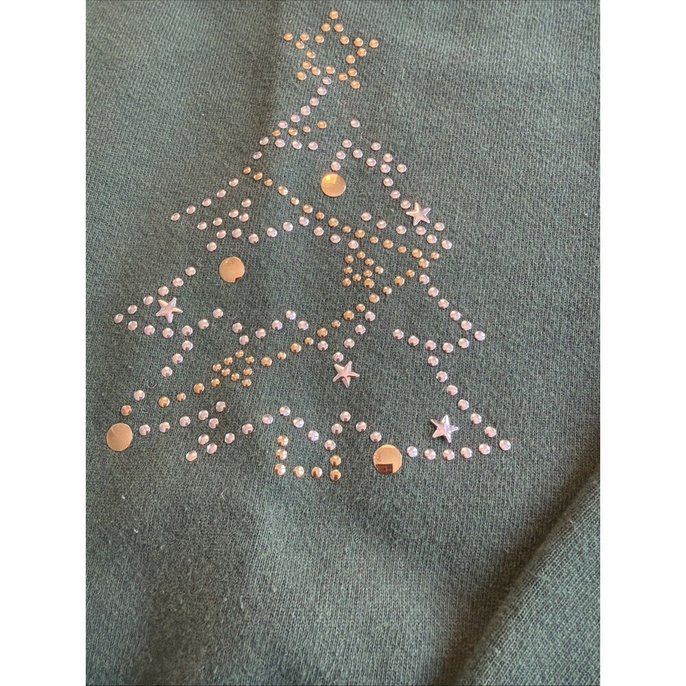 VTG 90s Tultex Green Christmas Tree Sweatshirt Large Coquette Granola Girl - Picture 10 of 11
